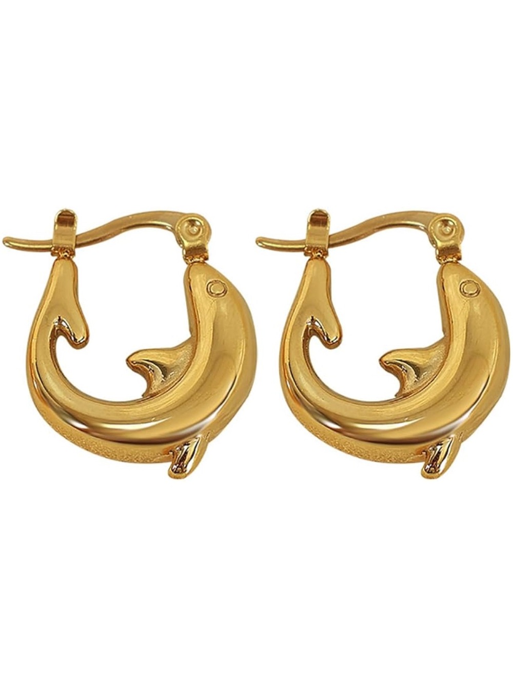 Anthropologie Gold Tone Dolphin Hoops - Women Jewelry